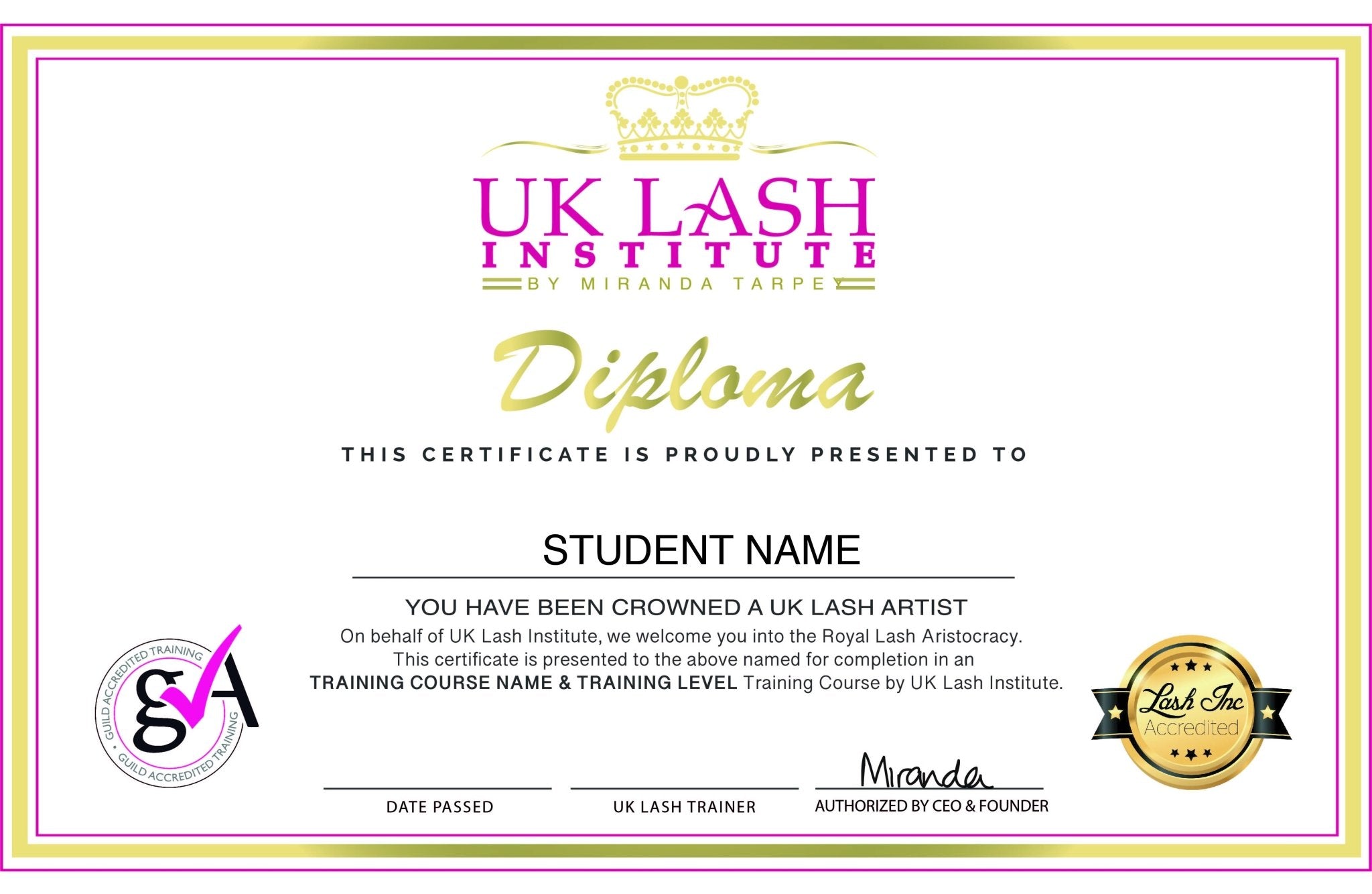UK Lash Royal Gold Diploma - UK LASH GLOBAL